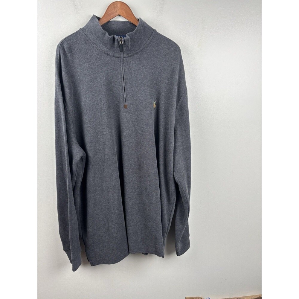 Polo Ralph Lauren 1/4 Zip Sweater Gray Pullover Pony Logo Size 2XLT Tall